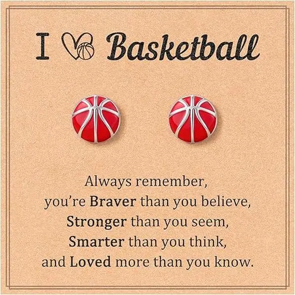 Basketball Earrings Gifts for Women Girls, Cute Sports Jewelry for Softball Player, Birthday or Graduation Present