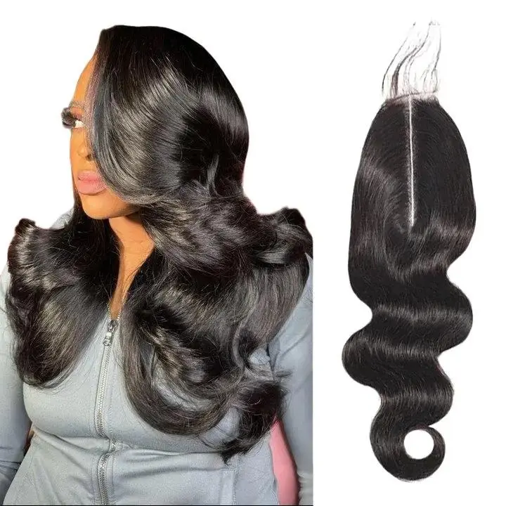WEQUEEN 100% Human Hair Closures - Glueless HD Lace, 2x6/4x4/13x4/5x5 Sizes, 12-28in Lengths, Body Wave/Straight, Natural Black #1B, 2*6 HD Closure 16”, for Daily & Glam Use