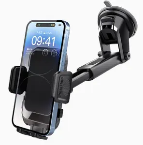 Car suction cup car phone holder, car dashboard navigation multi-function holder, universal telescopic car phone holder - adjustable, adaptable to dashboard and windshield, 360° rotation, telescopic arm, suitable for all smartphones and vehicles, 1-pack