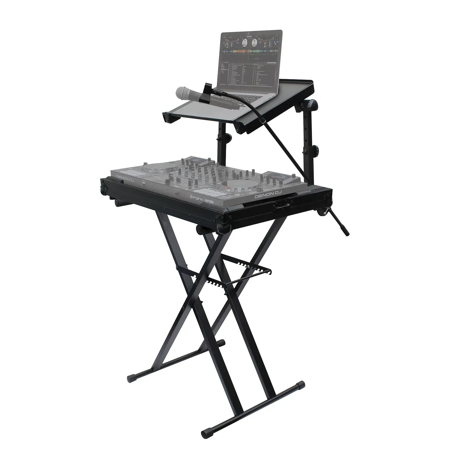 Odyssey LTBXS2MTCP X-Stand Combo Pack Dual Tier Heavy-Duty Folding Stand with Microphone Boom and Laptop / Gear Shelf