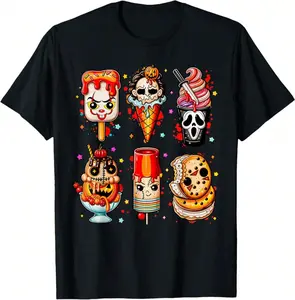 Horror Movie Summer Popsicle Halloween Ice Cream Summerween T-Shirt=DIS Valentine's Day Gifts