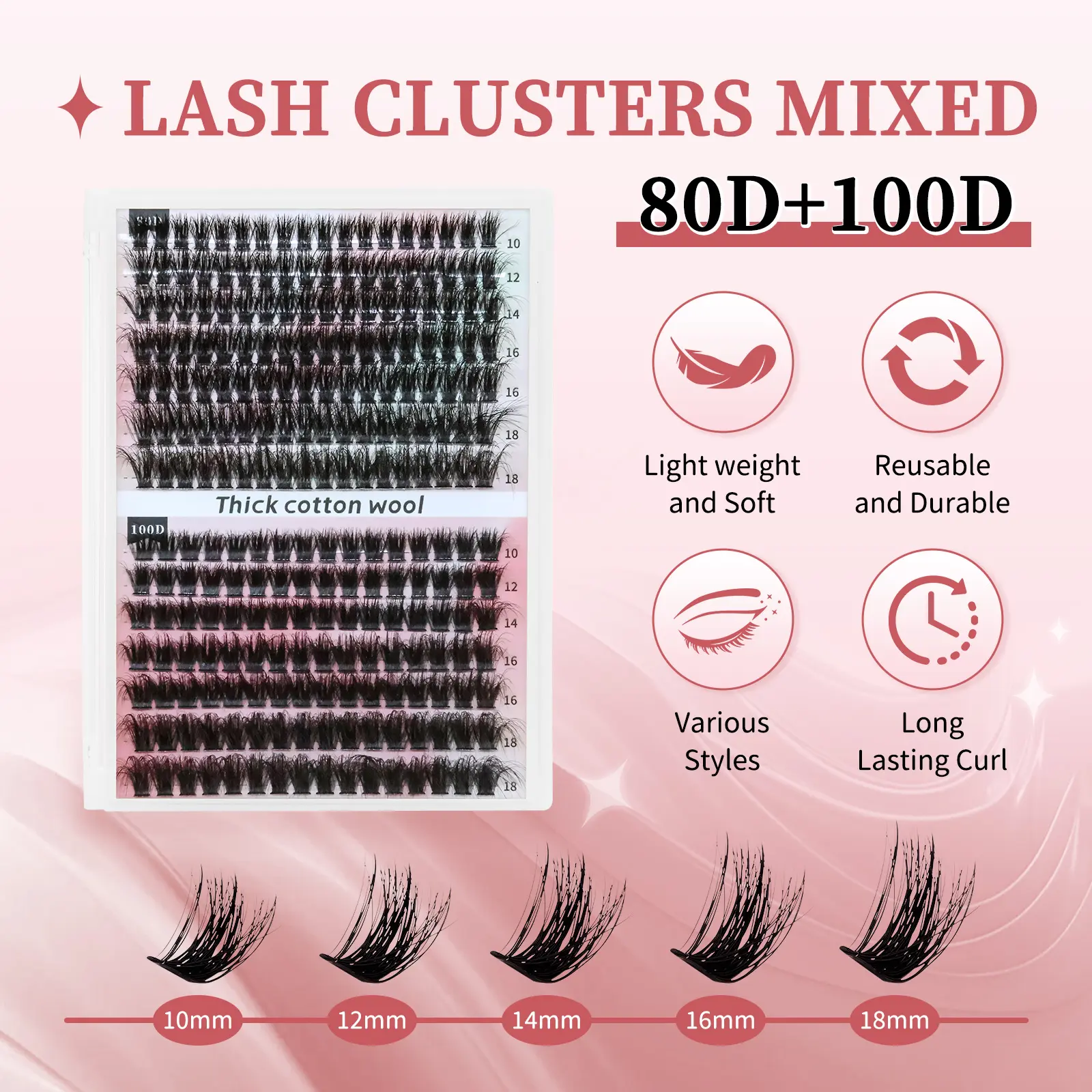 MiraLash DIY Eyelash Kit - Made of 3D Silk Fiber, Not Easy to Fall Off, Length 10-18mm, Reusable 25 Times, With Eyelash Adhesive, Tweezers and Remover Pen, Real Eyelash Experience