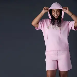 Y Chief Women's Short Pant and Hoodie Sets with Graphic Print Drawstring Waist