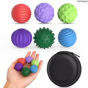 6 Pack Magnetic Silicone Massage Balls Set, Sensory Fidget Toys with 6 Textures, Stress Relief Balls for Kids Adults, Hand Massage Balls for Anxiety Relief, with Storage Case