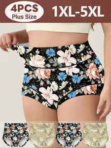 Women's High-Waisted Underwear Set, Loose Fit Design, Plain Pattern, All-Season Comfortable Inner Wear, Ideal for Daily Use