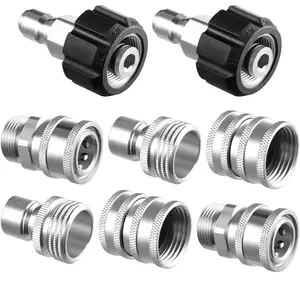 Juego de adaptadores de lavadora a presión de acero inoxidable M22 Kit de desconexión rápida de ajuste giratorio de 14 mm