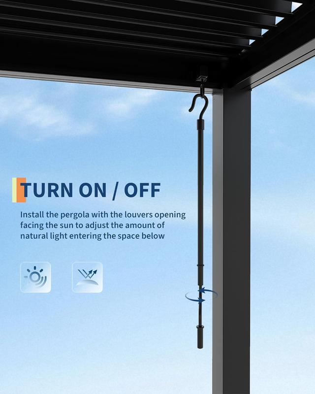 All-Aluminum Louvered Pergola 12' x 24', Outdoor Pergola with Adjustable Louvered Roof, Reinforced Aluminum Frame, Integrated Drainage System, Hardtop Gazebo for Patio, Deck, Gray