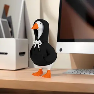Cute Desk Accessory, 7 Inch Magnetic Goose Figurine Wearing Black Hoodie, Funny Mechanical Keyboard Companion, Aesthetic Office Room Decor Table Toy, Cool Gaming Setup Ornament for Coworker Gift, Creative Desktop Fidget Toy, Tech Workspace Gadget 2026
