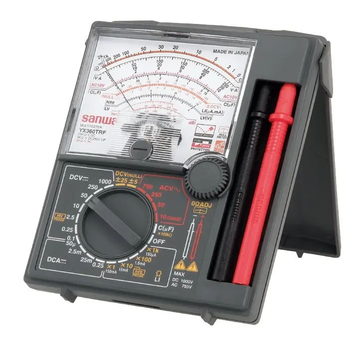 212 MAIN Sanwa YX360TRF Analog Multimeter - Built-In Case, Shockproof, Car Circuit Tester, Voltage Tester, Test Leads