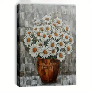 Elegant Daisy Canvas Poster, 1 Piece Floral Art Print, Perfect Wall Decor, High-Quality Material, Made in China