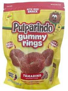 Pulparindo Gummy Rings Tamarind Flavored Candy Sprinkled with Chili 9 oz Bite Size Snack Soft Chewy