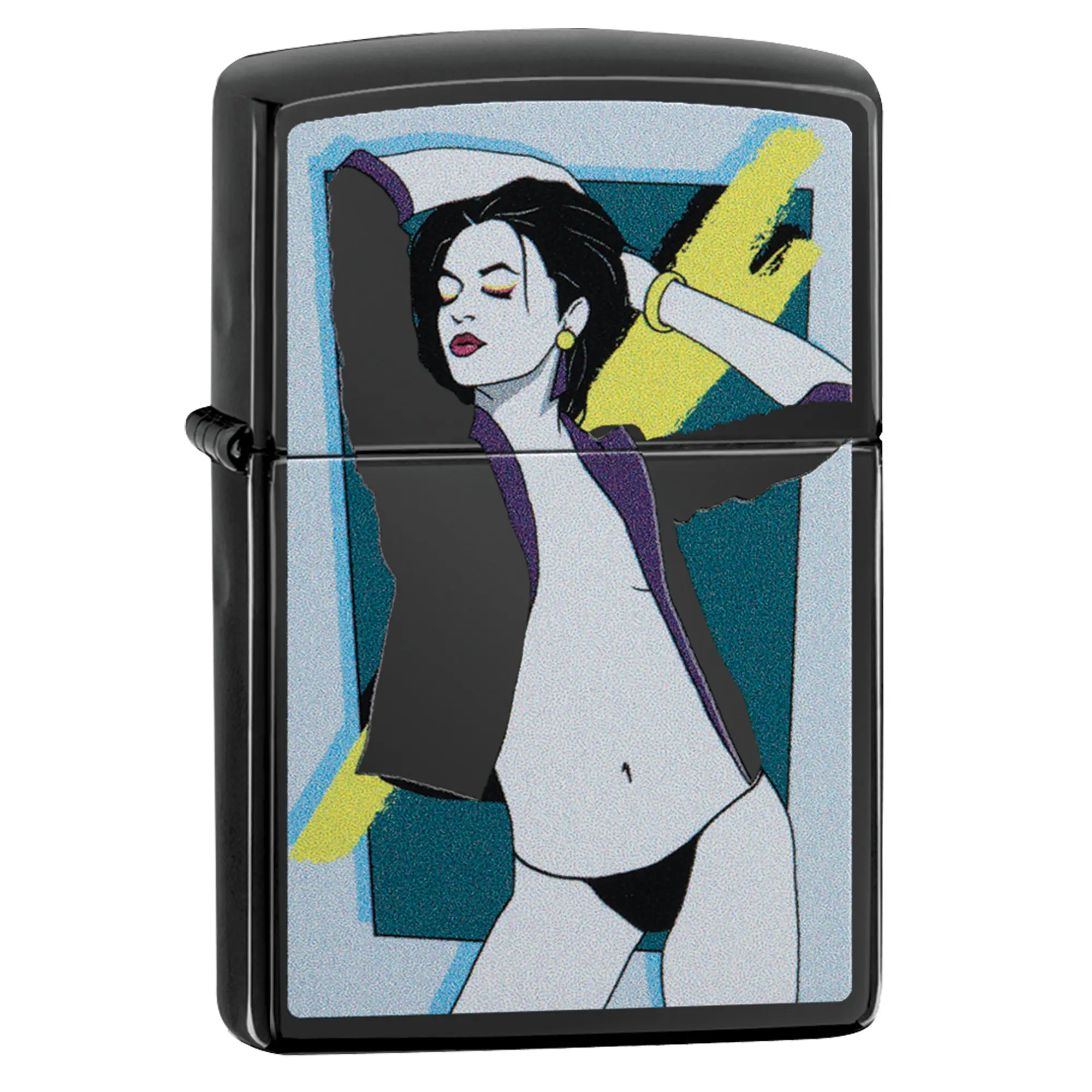 Zippo Pop Art Women Design Black Matte Pocket Lighter - Made in USA