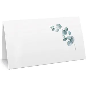 Place Cards for Wedding or Party, Seating Place Cards for Tables, Scored for Easy Folding, Flower Design 100 Pack, 2 x 3.5 Inches