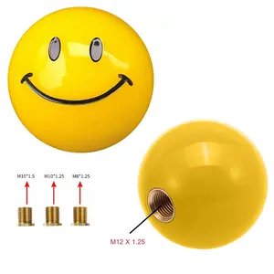 BRAND NEW UNIVERSAL JDM SMILE FACE YELLOW Manual Gear Stick Shift Knob Lever Shifter M8 M10 M12