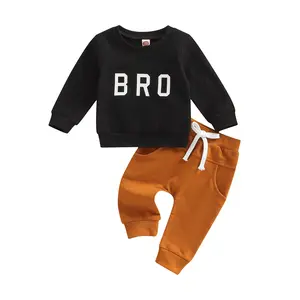 Toddler Baby Boys Fall Outfit Letter Print Long Sleeve Sweatshirt Tops and Casual Stretch Pants Set