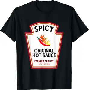 100% Cotton Group Condiments Family Halloween Costume Original Hot Sauce T-Shirt