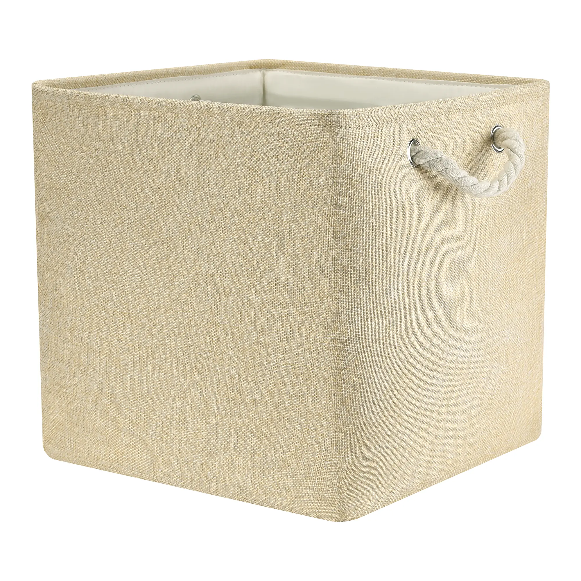 REGALWOVEN Square Fabric Collapsible Storage Basket Bin with Handle, Storage Cube for Shelves Closet Organizing Clothes Books 33cm*33cm*33cm