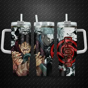 40oz Jujutsu Kaisen Choso Insulated Stainless Steel Water Bottle - Leakyproof Insulation, Single Handle, Straw Tumbler Lid, Portable Refillable Mug, Reusable Drinkware for Otaku Fan Gifts, Portable Refillable Mugs