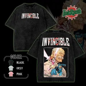 Conquest Invincible Viltrumite, Mark Grayson , Atom Eve T-Shirt , Back and Front Print, Superhero Fans | Invincible ss4 Comics T-Shirt, TV Show Comics Washed T-shirt invincible war graphic tee Menswear streetwear lover