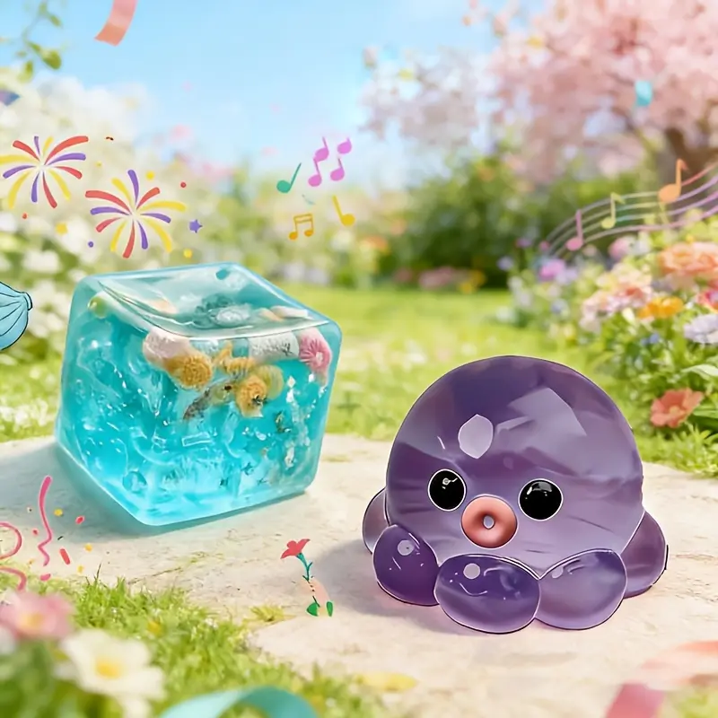 2Pcs 3D Cartoon Stress Relief Toy, Realistic Rubik's Cube Squeeze Toy, Infinite Stress Relief, Perfect for Anxiety Reduction, Fidget Relief, Decompression Squeeze.Valentine's Day and Easter gifts, suitable forchildren to exchange gifts (Ocean And Octopus)