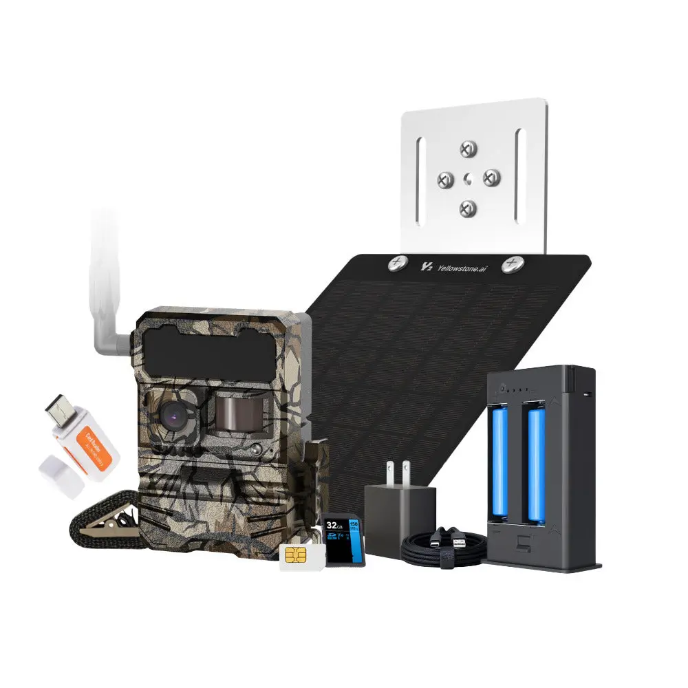 Yellowstone Y2 4G-LTE Wide Lens Cellular Trail Camera Bundle with Accessories