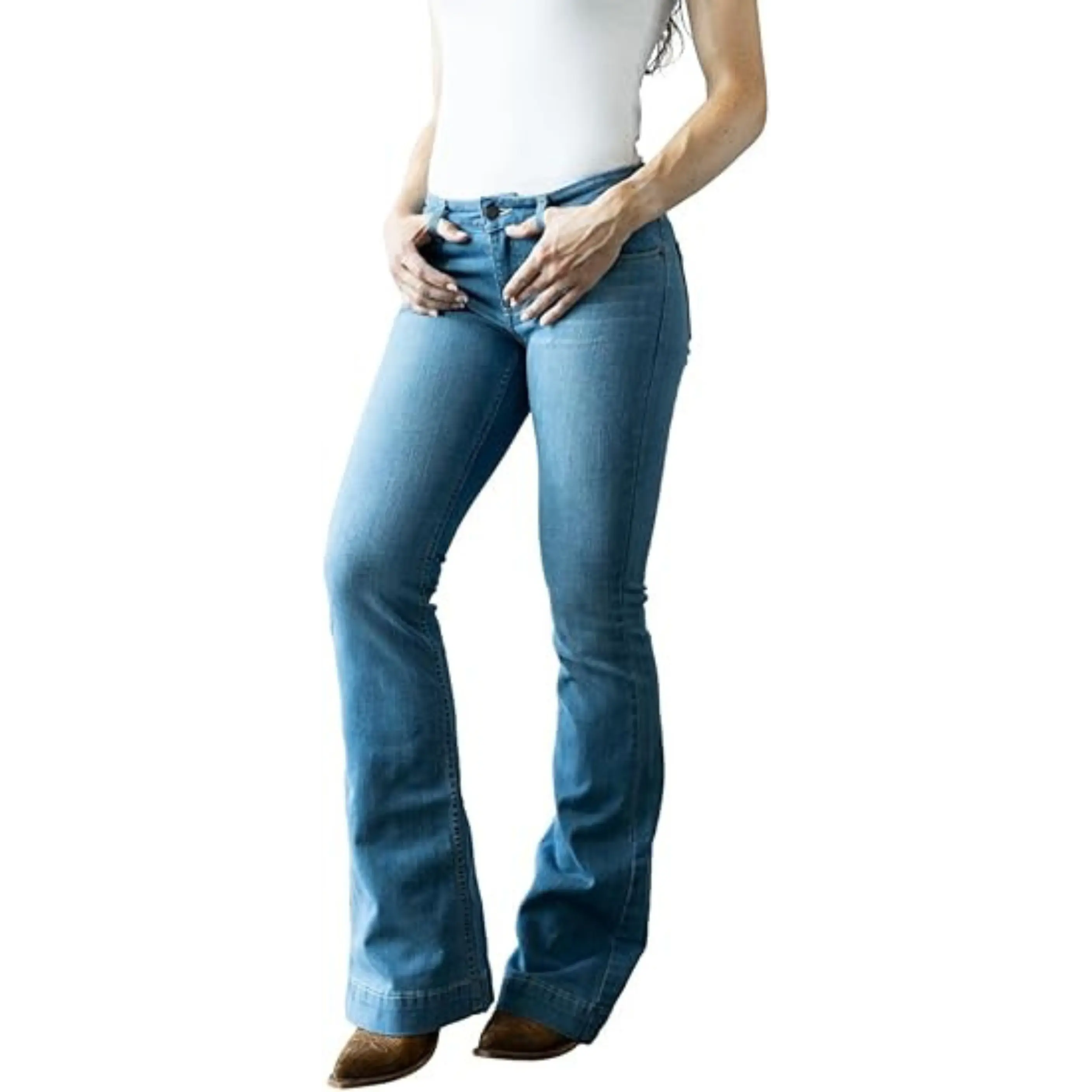Women's Lola Soho Fade Western Mid-Rise Wide Flare Jeans - Light Wash, Mid-Rise, Wide Flare Design