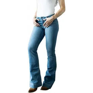 Women's Lola Soho Fade Western Mid-Rise Wide Flare Jeans - Light Wash, Mid-Rise, Wide Flare Design