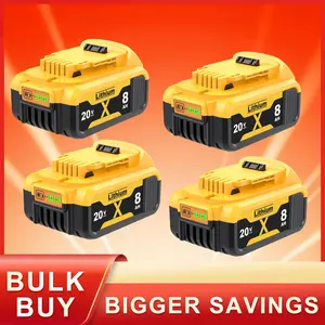 Bulk Buy Bigger 4Pack 8.0Ah Replacement for Dewalt 20V Battery Lithium MAX XR DCB180 DCB206 DCB200 DCB204 DCB204BT-2 DCB203 DCB201 DCB207 Cordless Tools