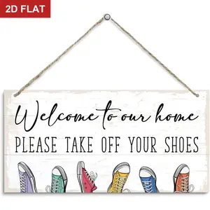 Welcome Home Please Take Off Your Shoes Sign, Farmhouse Decor, Home Decor for Front Door Porch Entryway, Door Gate Hanger, Take Off Your Shoes Sign 11.8x5.9 In