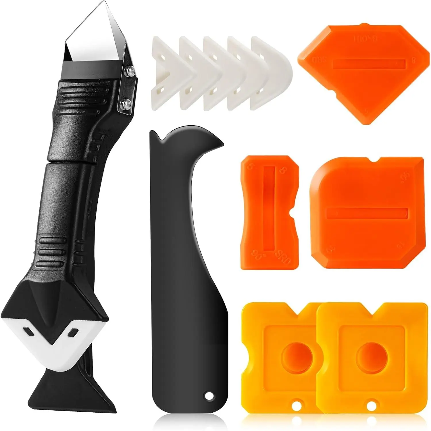 3 in 1  Caulking Tools(Stainless Steelhead), 12pack, Caulk Remover Tool Kit with Replace  Padsgood Pads and Caulk Finishing Tools, Caulking Tool Kit for Kitchen, Bathroom