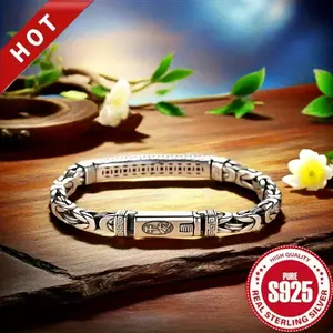 Silvery S925 Bracelet Sterling Silvery Bracelet Men's Bracelet Can be opened and worn as a birthday gift for boyfriend or father