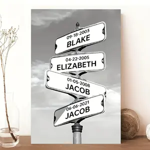 JIE RUI Custom Kids' Names Canvas Wall Art Crossroads of Love Design Wrapped Canvas for Bedroom Living Room Café Office Decor Ideal Gifts Limited Clearance Sale