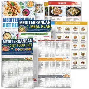 3 Count Mediterranean Diet Food List, Meal Plan Stick, Foods to Limit, Lunch & Breakfast Recipes, Healthy Living Cookbook