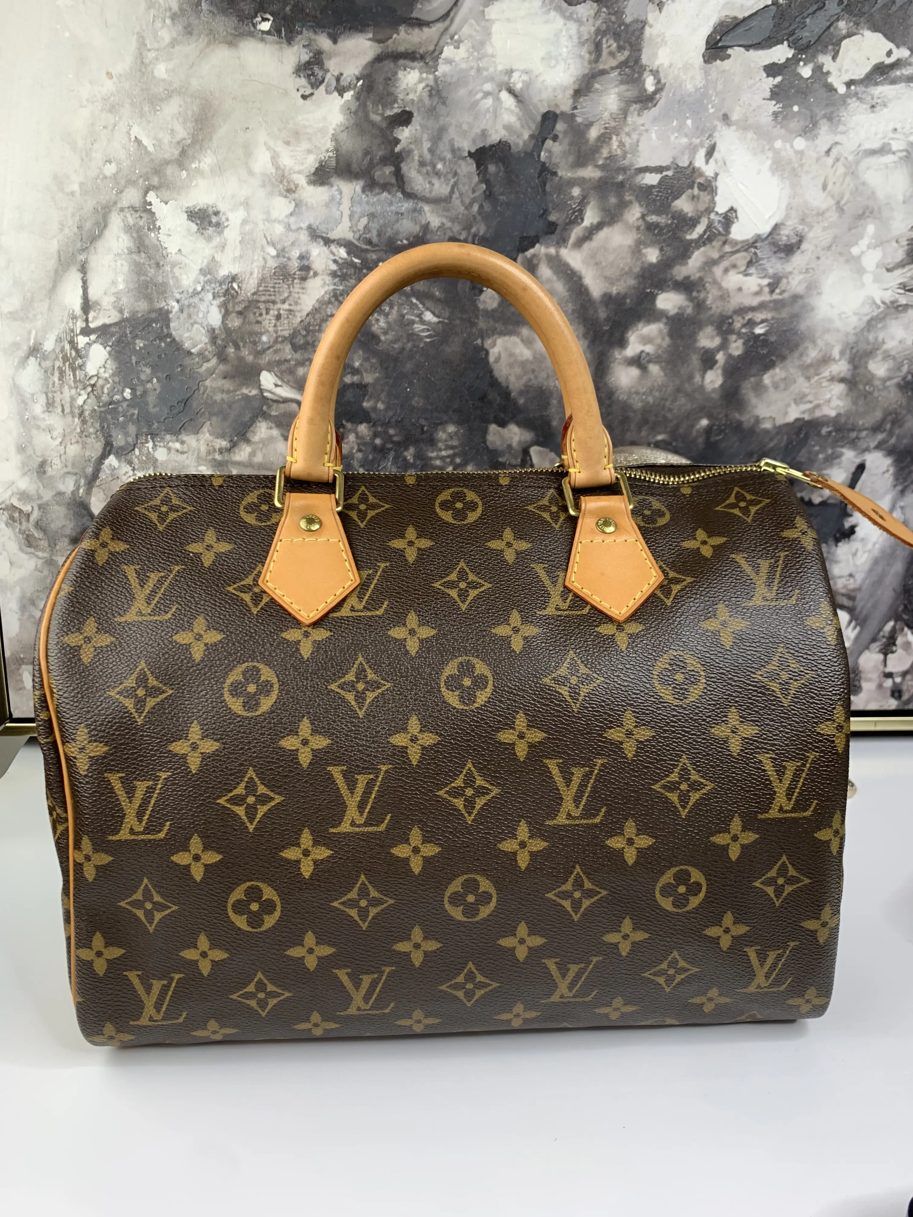 Pre-owned Louis Vuiton coated canvas and vachetta leather Tote Bags Speedy 30 Monogram