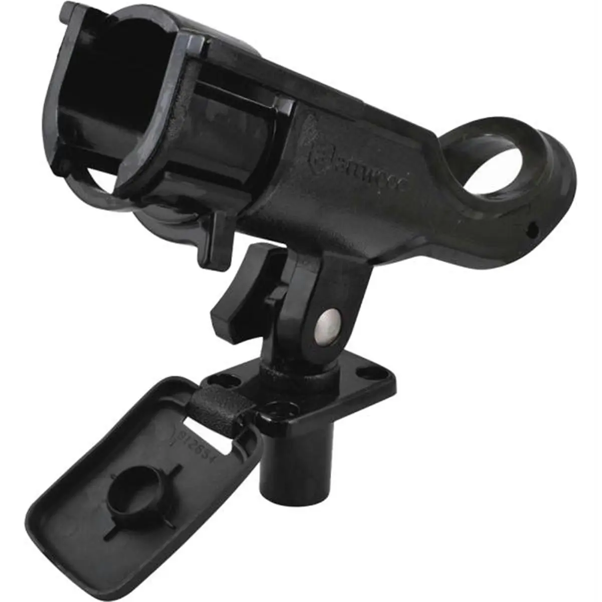 Attwood Marine 5014-4 Heavy Duty Adjustable Flush Mount Fishing Rod Holder, 180-Degree Vertical Easy Adjustment, Easy-Grip Lock-Nut, Ergonomic Design, Rapid Release Latch, Spinning & Casting Rod Accessories, 180 Degree Vertical Adjustment, Rods