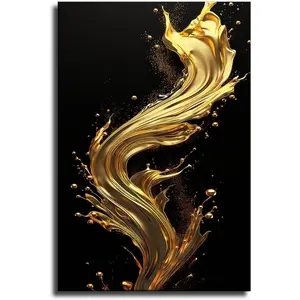 ULLiaN Abstract Wall Art Black And Gold Poster wall art for living room Canvas wall art for bedroom Printing Picture (12x18inch-No Framed)