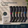Women's 15-20mmHg Graduated Compression Socks - 5/6 Pack Form-Fitting Adaptive Mid-Calf, High Stretch Elastic, Sweat-Wicking All Season, Stays Put Cuff, Durable High-Count Knit, Machine Washable, Cold Wash Compatible for Outdoor Running, Travel