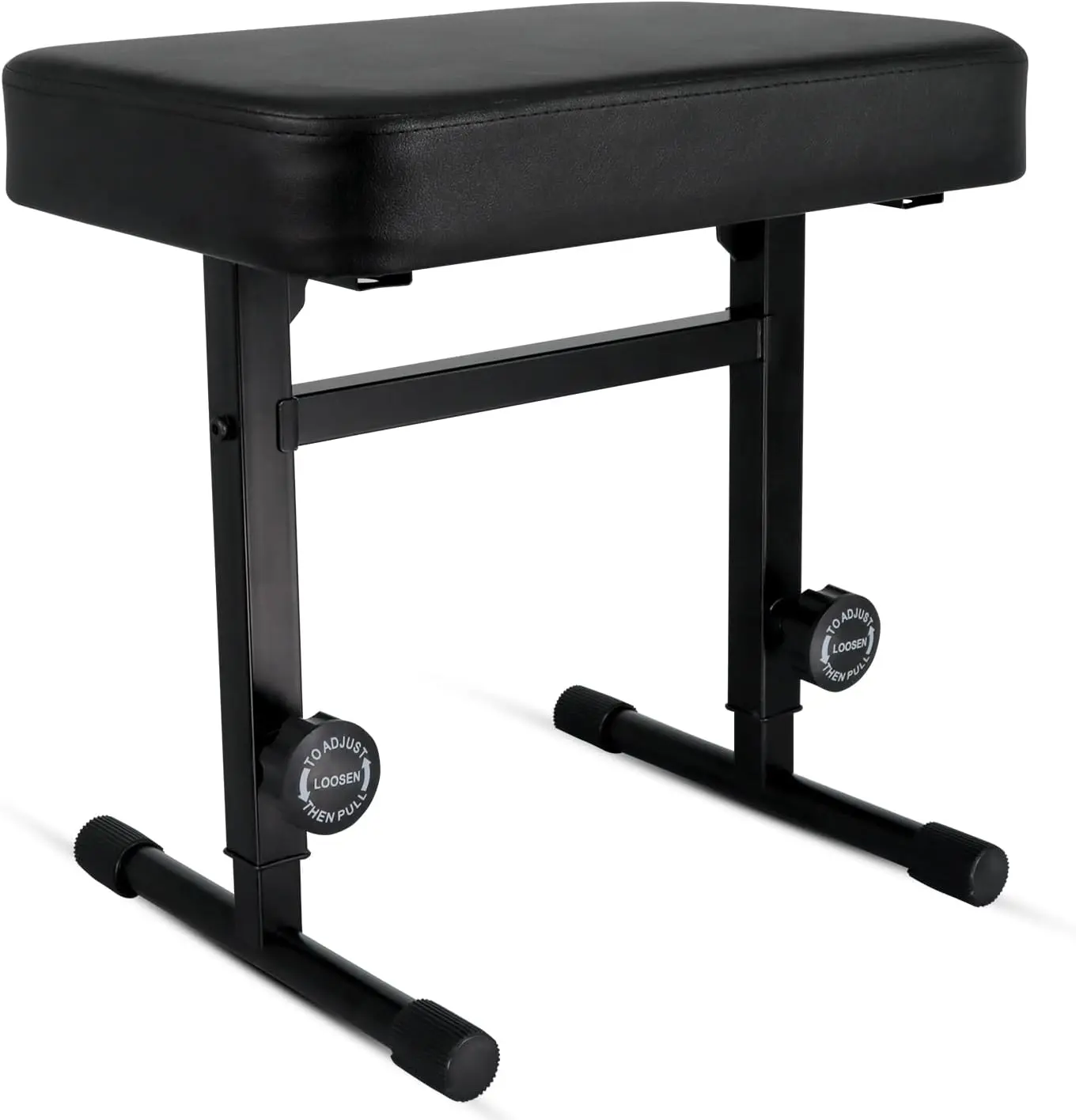 5 CORE Keyboard Bench Piano Stool 3" Padded Seat Height Adjustable 22in Heavy Duty Musician Chair Iron Legs w Non Slip Rubber Caps for On Stage and Studio Black
