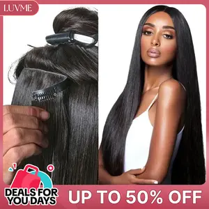 LUVME Clip-Ins 100% Virgin Human Hair Seamless & Invisible Edge Straight/Body Wave/Kinky Curly-Yaki Straight-Messy Curl-Burmese Curl #DealsForYouDays