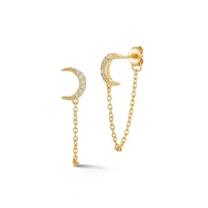 Crescent Moon Drop Stud Earring