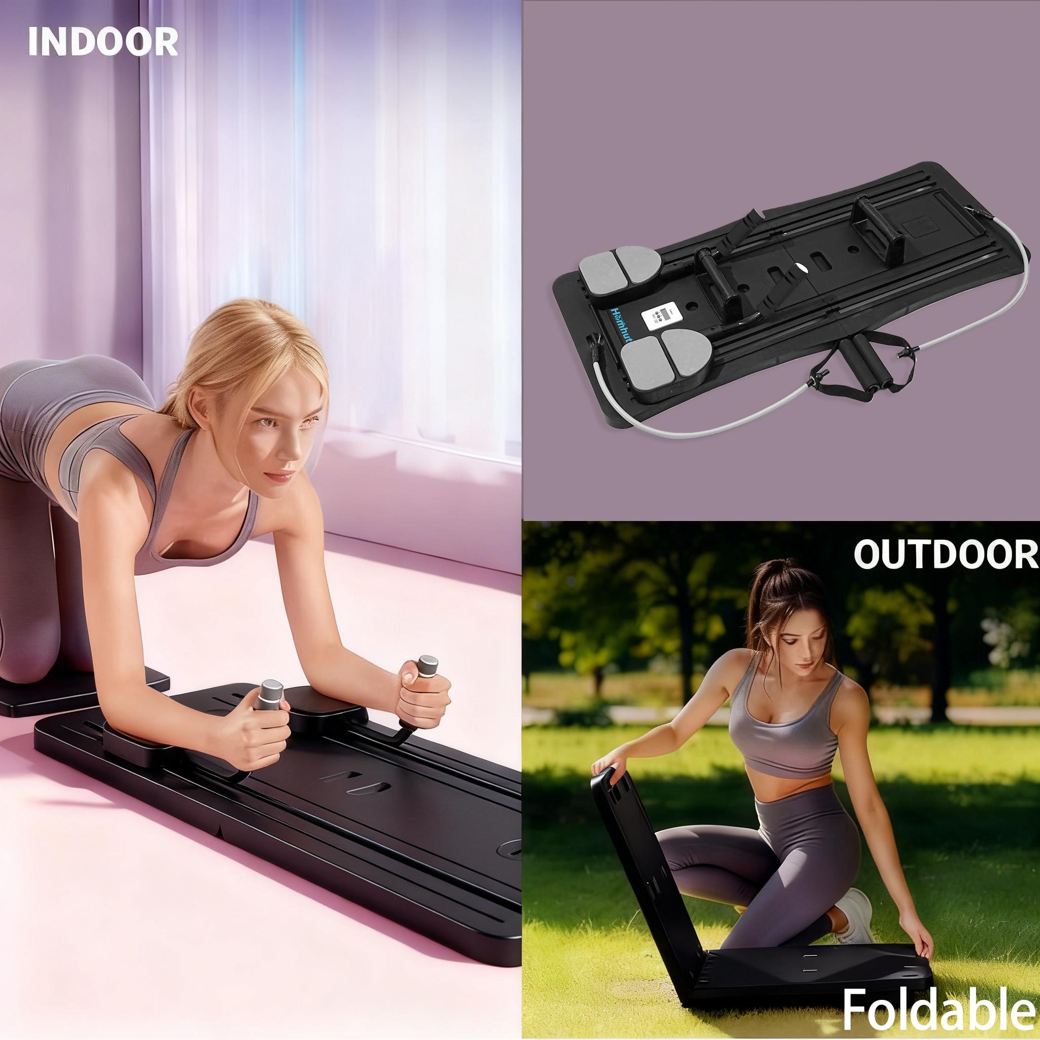 Foldable Multi-functional Pilates Board, Home Core & Full Body Strength Training Equipment with 300LBS Capacity