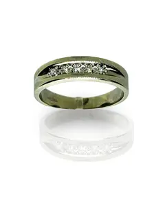 Solid 14k White Gold 5 Diamond Channel Ring