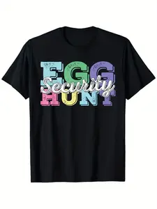 Egg Hunt Security Retro Easter Egg Hunt Supervisor Easter T-Shirt 1pc 2025 Easter T-Shirt Vibrant Easter Men'S T-Shirt with Full Size Perfect for Summer Outdoor Activities The Perfect Easter Carnival Gift for boyfriend dad