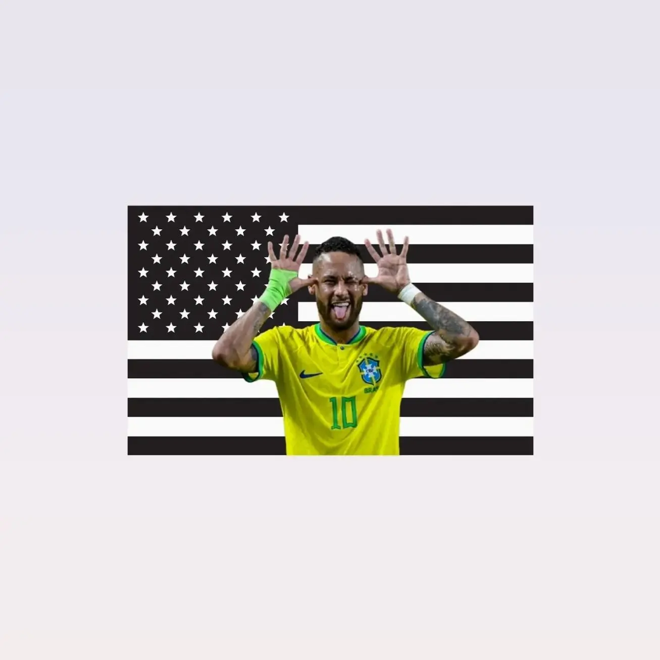 Neymar Black American Flag Tapestry – Football Star Wall Art | Aesthetic Black Flag | Soccer Fan Decor | Sports Room Gift