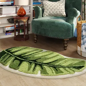 Leaf Pattern Bathroom Mat, Absorbent Non-slip Bath Mat, Soft Plush Bath Rug, Runner Carpets, Water Absorbing Area Rug, Bathroom Door Mat, Bedroom Decor, Room Decor, Home Decor, Decorative Rug