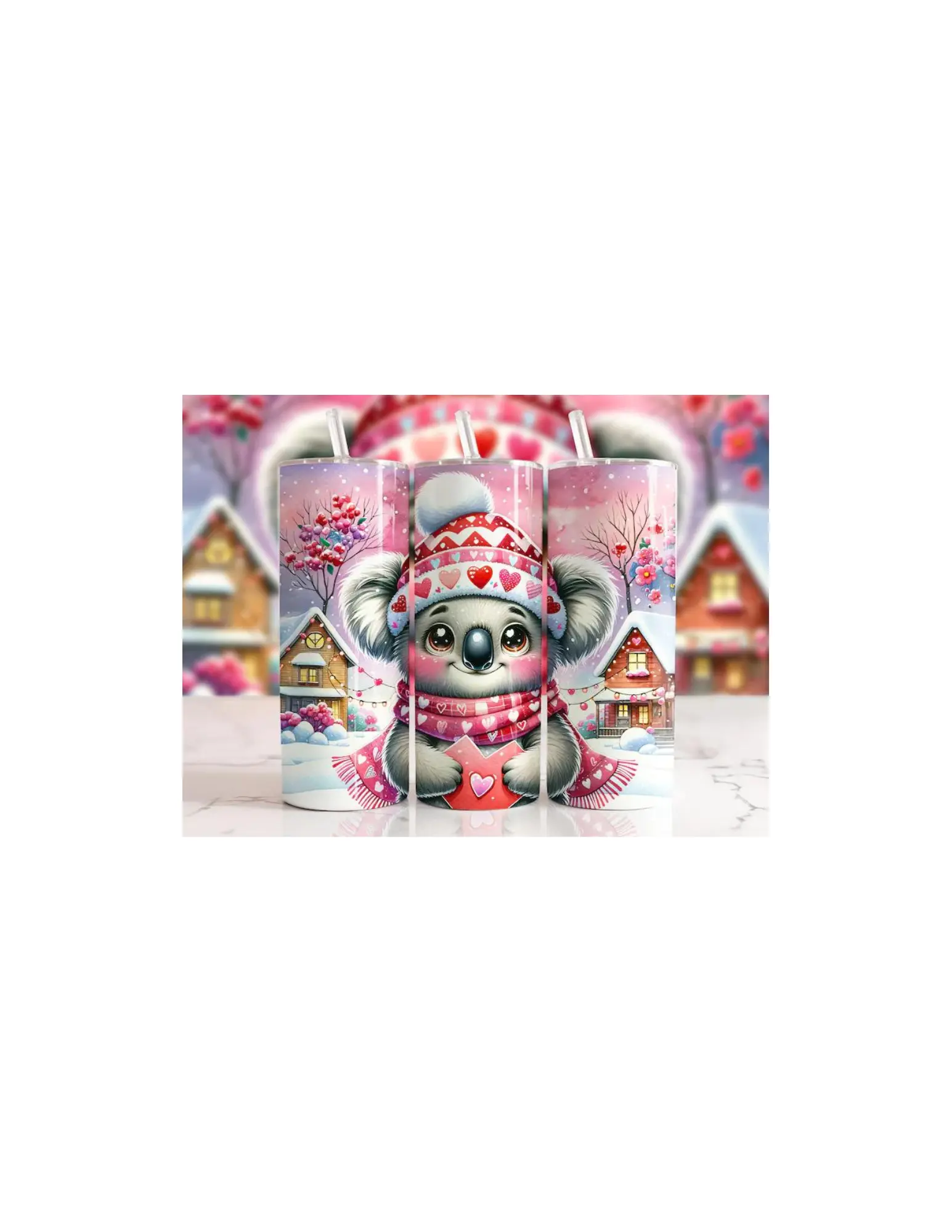 20 oz valentines day Koala bear insulated tumbler