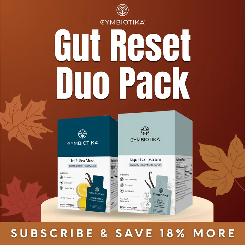 Gut Reset Duo Pack | 12*2 Packets | Liquid Colostrum + Irish Sea Moss | 52 Packets | Gut Health, Immune Support & Radiant Skin | Bovine Colostrum & Organic Sea Moss with Tribiome & Rējen