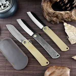 Higonokami Folding Pocket Knife, Damascus Steel Blade, Brass Handle, Outdoor Survival Knife, Jungle Hiking Fruit Knife, Multiple Styles, Outdoor Multifunctional Tools