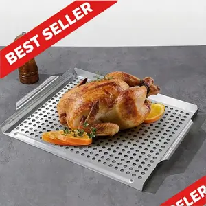 Viral Extra Large Stainless Steel Baking Pan - Healthy Oil-Filter Rack & Tray Set - Aesthetic Crispy Roasting Pan for Vegetables & Meats - 2026 Home Cafe & Fitness Essential