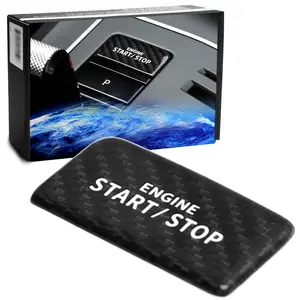 iJDMTOY Euro Style Gloss Black Real Carbon Fiber Keyless Engine Start/Stop Push Start Button Cover For 2022-up MK8 Golf/GTI